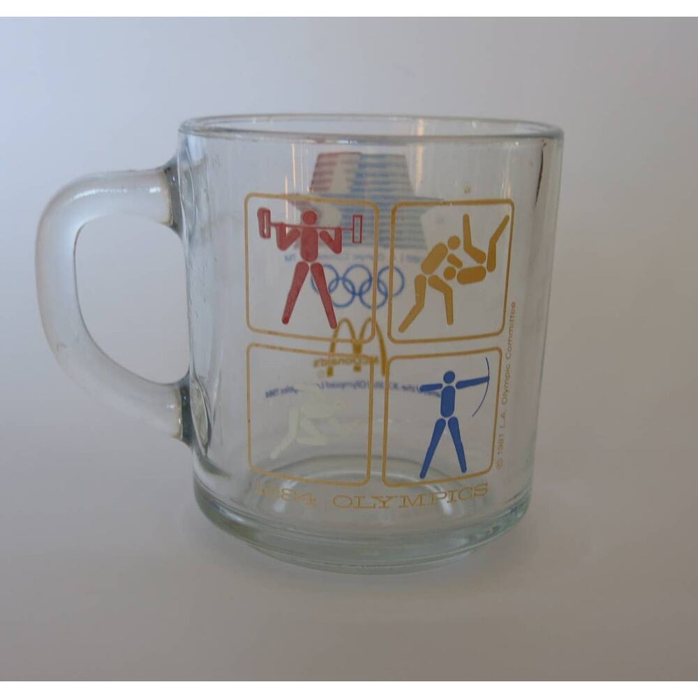 VINTAGE MCDONALDS Glass Mug Olympic Summer Games Los Angeles 1984